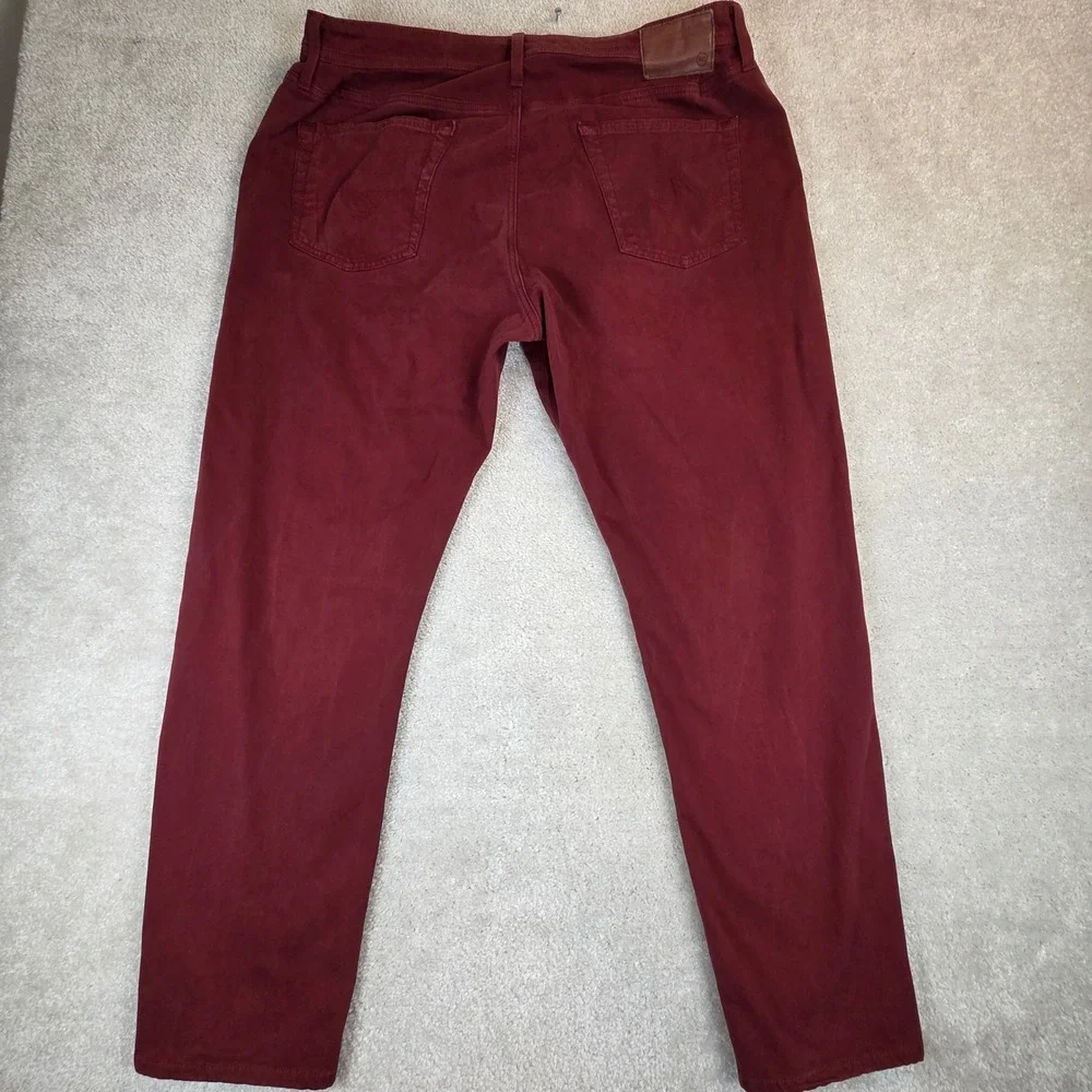 AG Adriano Goldschmied The Graduate Tailored Leg Pants Burgundy Red 40x30 Mens
